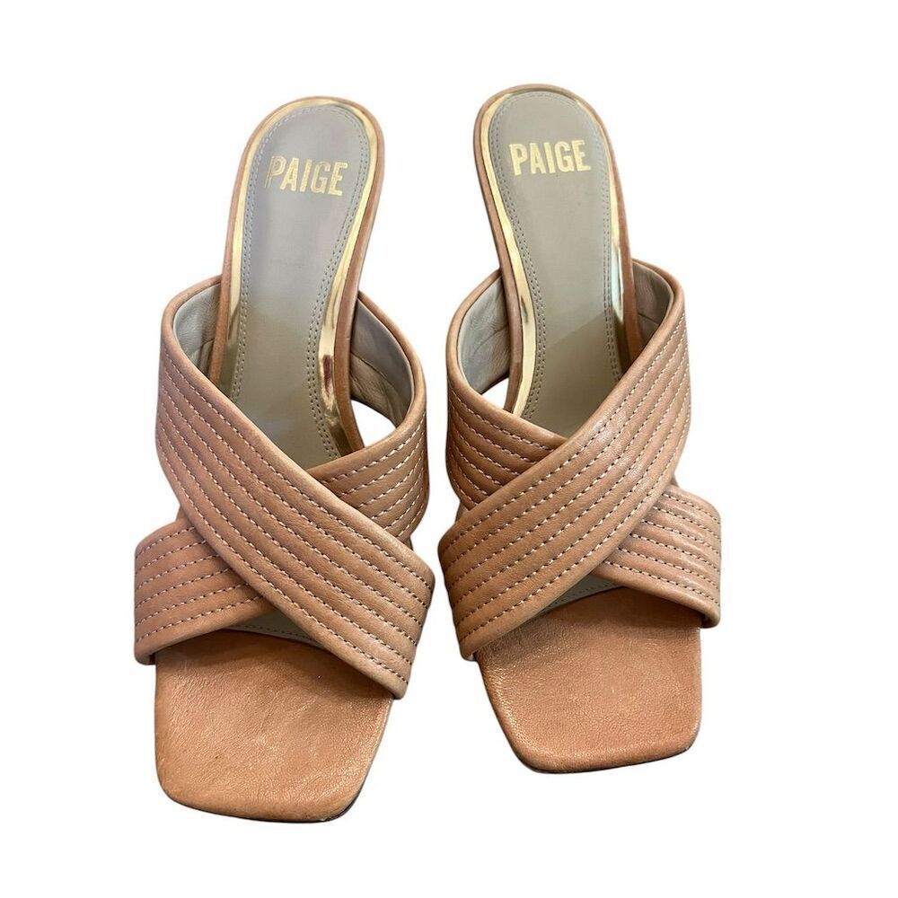 Paige Women's Open-Toe Mules Size 8 Cross-Strap Casual‎ Heels - Picture 2 of 5